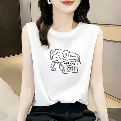 纯棉无袖背心T恤女夏季大码