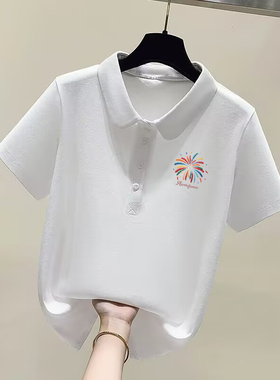 意大利出口纯棉减龄气质百搭POLO领上衣女夏季新款时尚短袖T恤衫