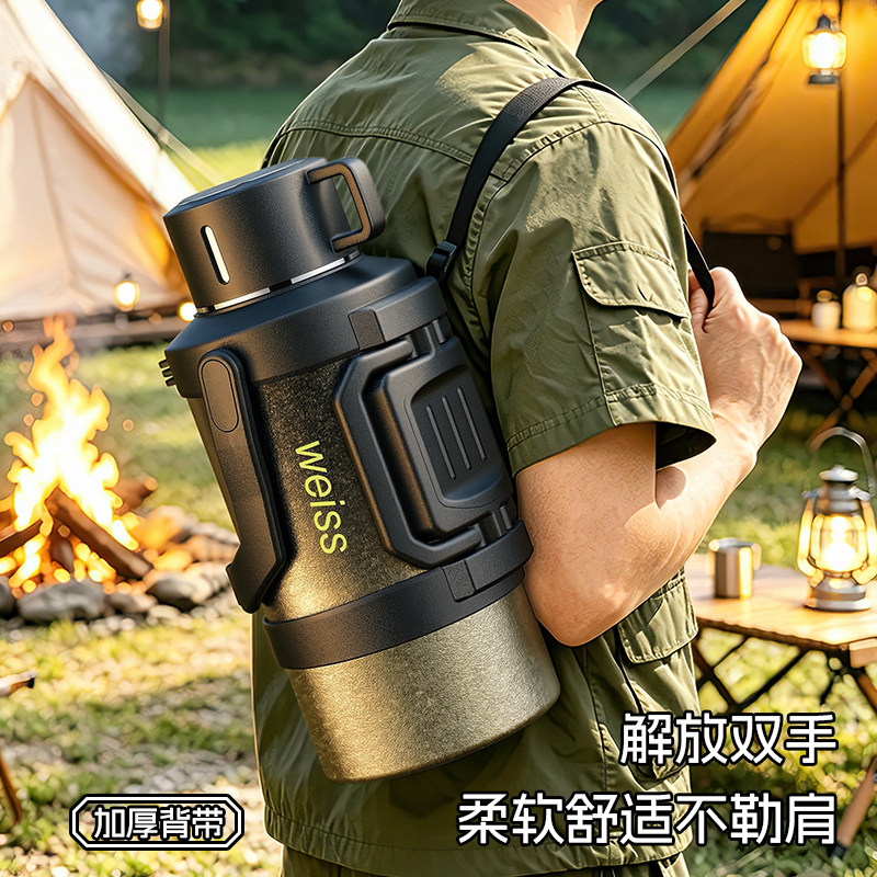 316不锈钢保温水壶家用大容量户外车载保温杯大号便携热水暖瓶3升