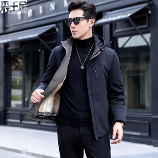 派克服男整貂内胆短款 皮草外套海宁貂皮大衣冬 尼克服皮毛一体男士