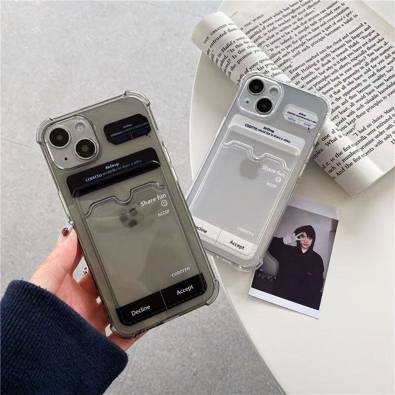 ins风隔空投送定制照片适用苹果16/15手机壳iphone14/13保护壳11/12卡套xr硅胶7/8plus防摔xsmax拍立得可插卡