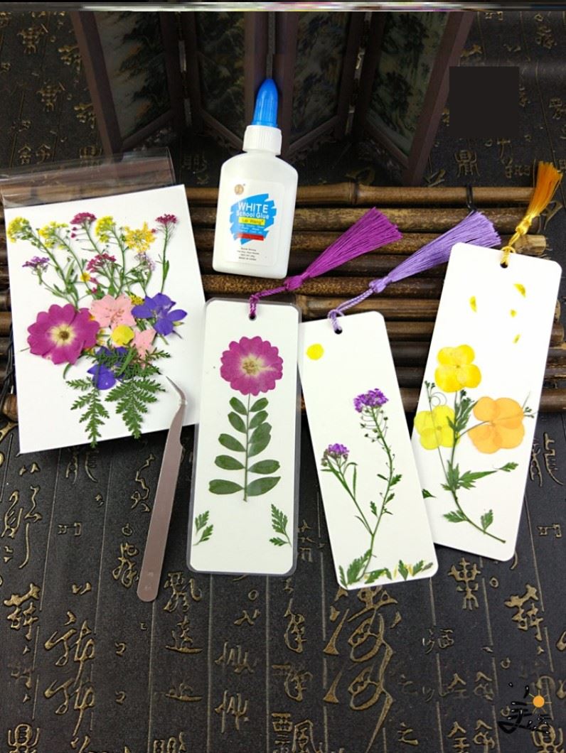 干花书签diy材料包学生手工自制植物真花标本创意树叶压花学生用