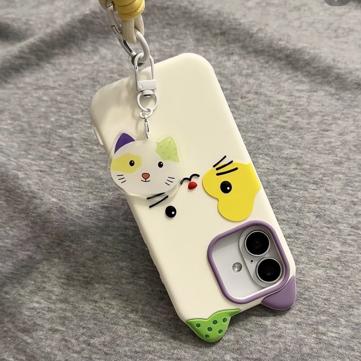 立体变脸猫咪小怪挂件手机壳