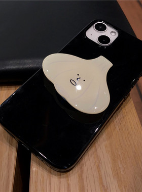 苹果14手机壳创意黑色硅胶冬天大蒜iphone13promax保护套支架伸缩新款15promax软壳