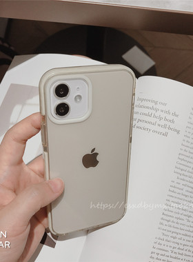 苹果11手机壳绿色冬天冷淡风简约黄色透明iphone12promax软薄荷绿