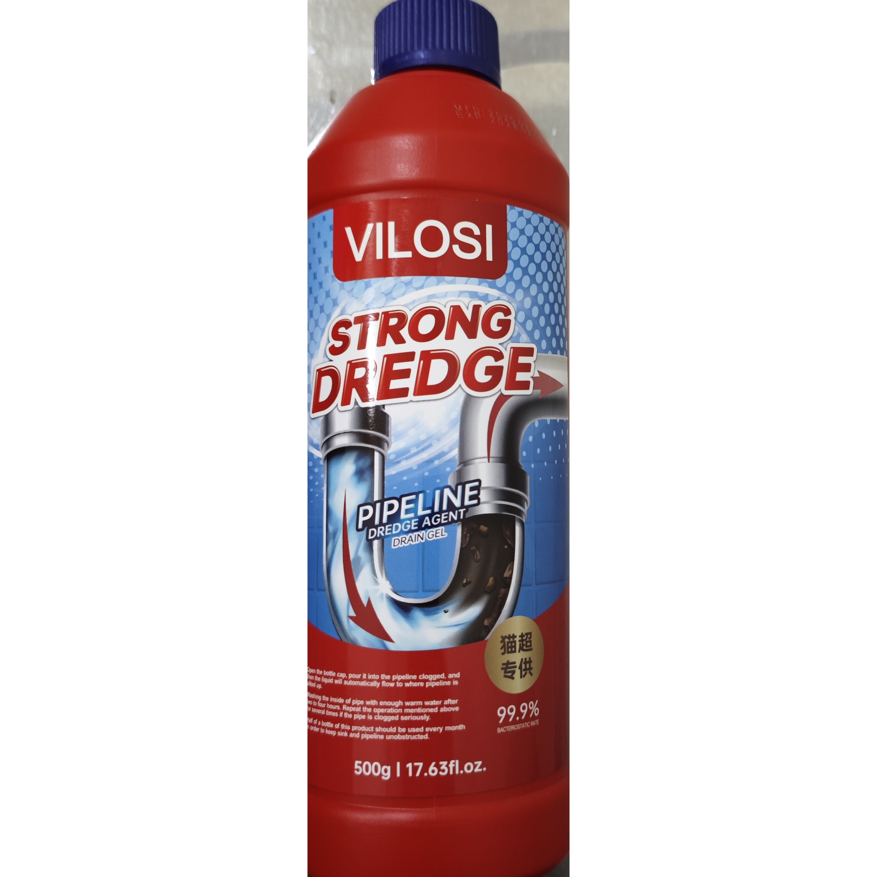 英国vilosi管道疏通剂堵塞厨房除臭强力溶解马桶下水道500ml