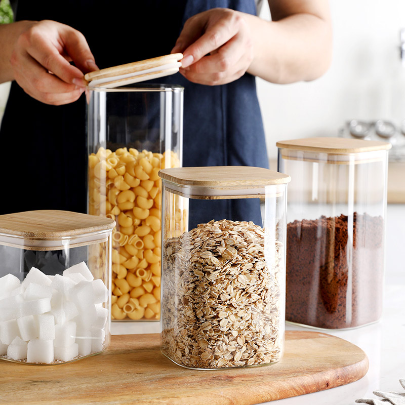 Glass sealed jar, storage bottle kitchen food storage box