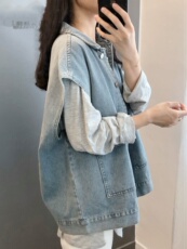Женская жилетка 微胖穿搭牛仔马甲女秋冬大码胖妹妹宽松显瘦外穿无袖坎肩工装外套