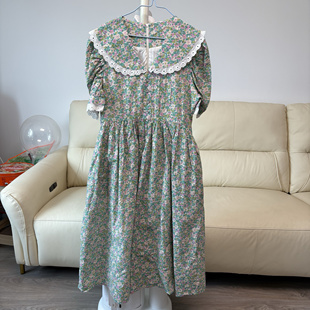 Missonep中码 碎花连衣裙田园风花边领长裙胸围94腰围76裙长117