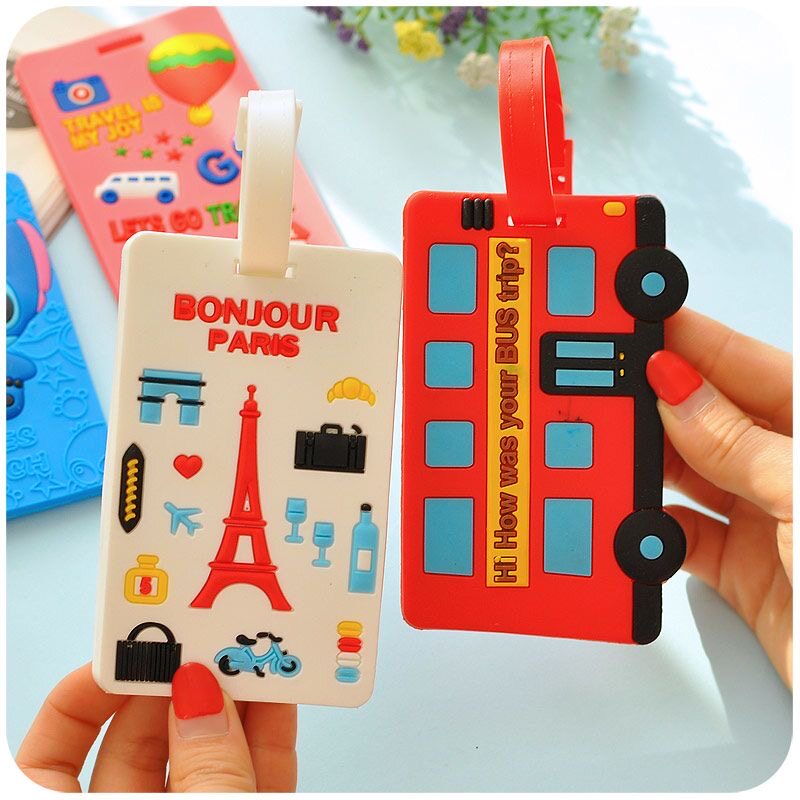 创意软胶行李挂牌可爱卡通登机牌挂绳硅胶拉杆箱包旅行牌