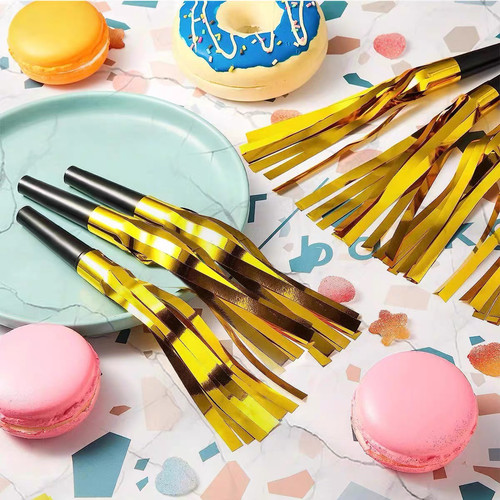 2025新款流苏吹龙口哨新年儿童派对聚会纸雨丝吹龙助威小道具