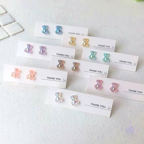 Korean Sweet Colorful Cute Mini Candy Bear Stud-Earrings Swe