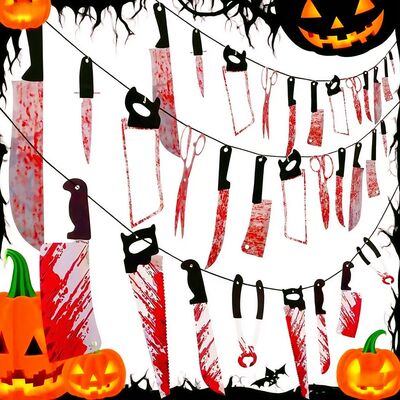 8/12PC Halloween Paper Knives Pull Flags for Halloween Ghost
