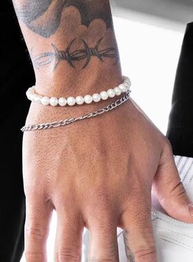 New Fashion Imiaion Pearl Chain Bracele Men Handmade Classic