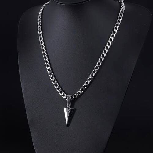 Cuban Chain Arrow Pendant Necklace for Men Stainless Steel L