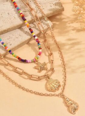 Multilayer Chain Bohemian Necklaces Shell Colorful Handmade