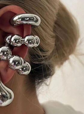 4Pc/se Vinage Geomeric Clip Earring Women ndy Glossy C Shape