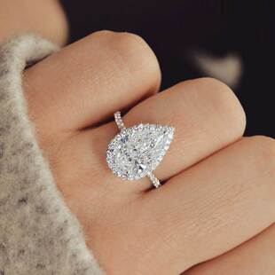 Vintage Style Pear Shape Engagement Ring Silve Color Promise