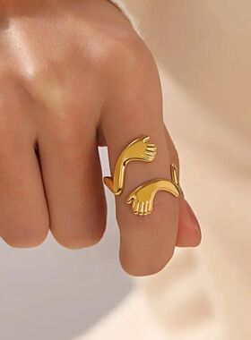 Unique Design Sainless Seel Hug Rings for Women Men Creaive