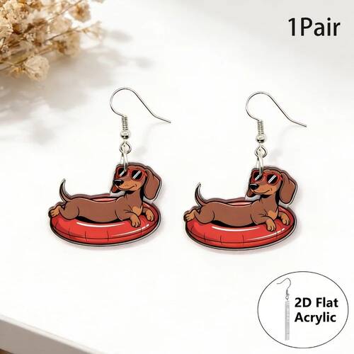 Cartoon Summer Swimming Circle Sausage Dog Wearing Sunglasse
