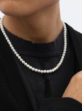 2023 New rendy Imitation Pearl Necklace Men Temperament Simp
