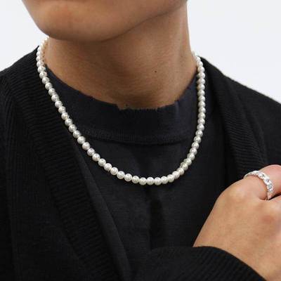 2023 New rendy Imitation Pearl Necklace Men Temperament Simp