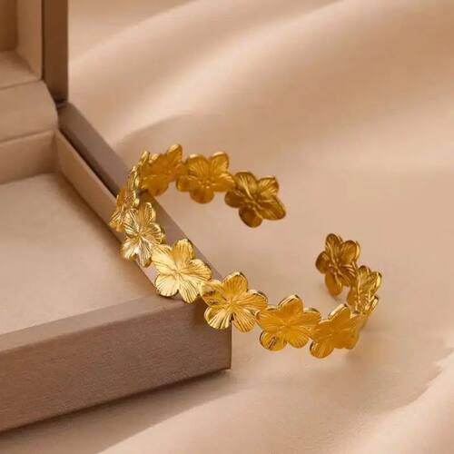 Vinage Flower Bangles For Women Gold Color Sainless Seel Flo