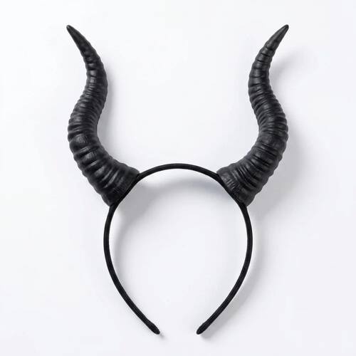 Women Black Queen Witch Demon Horns Headpiece Cosplay Animal