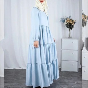 New Arrival Loose Muli-Layer Pure Color Robe Dress Elegan Lo