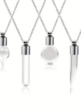 Glass Perfume Vial Pendant Wishing Bottle Clear Charm Glass