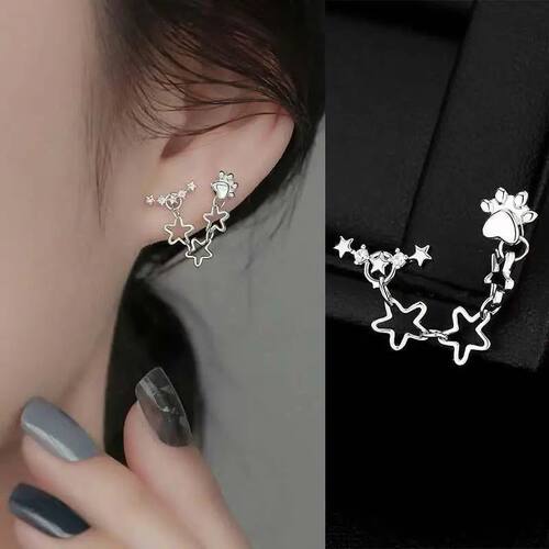1Pcs Cute Rhinestone Cat Claw Stud Earrings for Women Y2K Pu