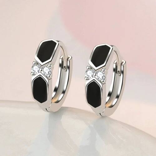 Retro Black Geometry Ear Buckle For Female Personality 925 S