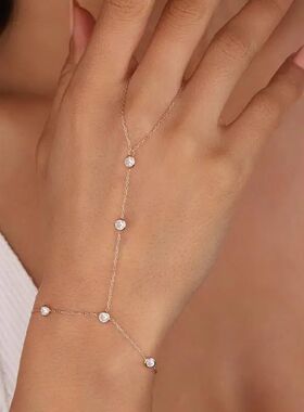 Ligh Luxury Round Rhinesone Bracele for Women Simple Fine Br