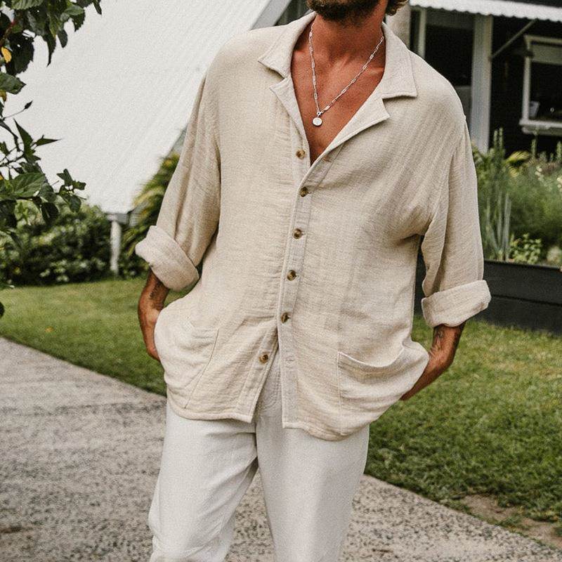 Men's White Casual ops T Shirt Man Blouse Long Sleeve Vintag
