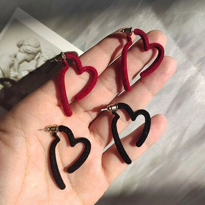 Flocking love earrings women's niche unique design sense fas
