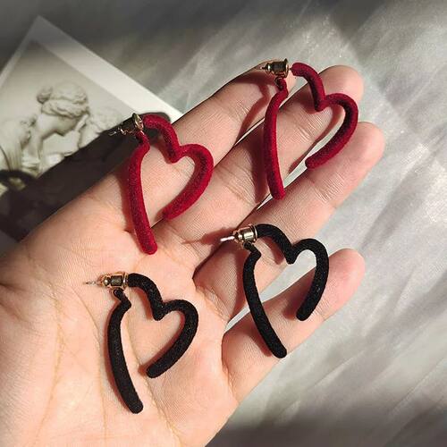 Flocking love earrings women's niche unique design sense fas