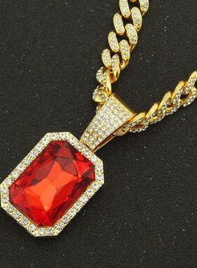 Fashion Hip Hop Rap Men's Ruby Pendant Pendant Accessories n