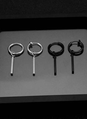 Hip hop punk stainless steel neutral style ins earrings