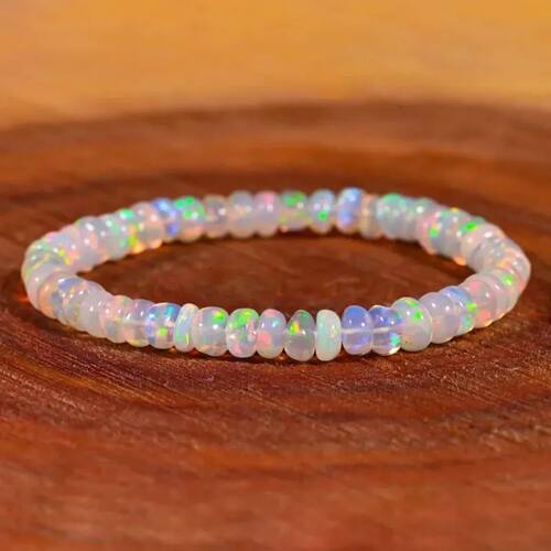 New Colored Resin Opal Elastic Rope Beads Bracelet for Women