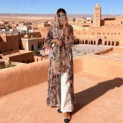 Scarf Women Print Cardigan Dress Headscarf  Dubai Morocco Ka