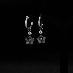 Fashionable Titanium Steel Ins Style Flower Pendant Earrings