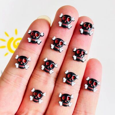55 Cute Resin Mini Halloween Skull Nail Art Flat Bottom DIY