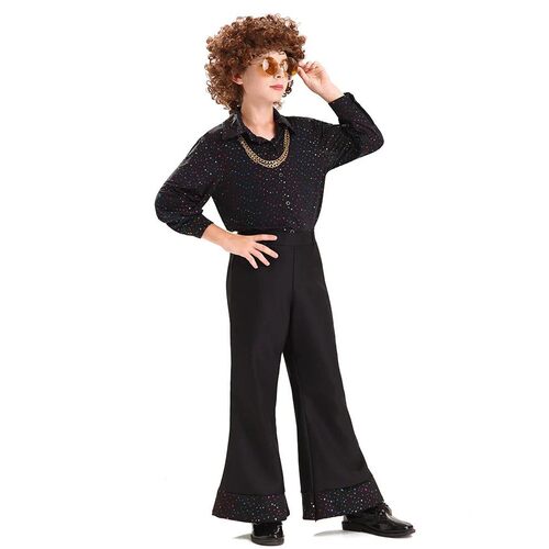Disco Costume Set For Boys Kids Shiny Polyester Long Sleeve