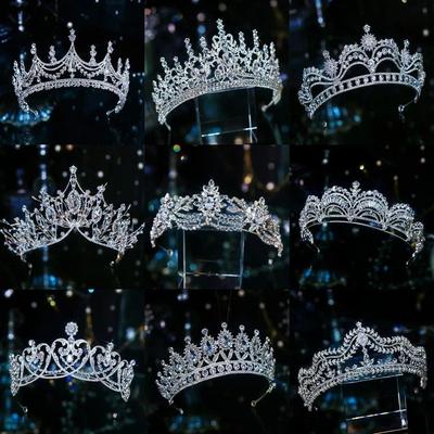 Luxury Diverse Silver Color Crystal Bridal Tiaras Crown Rhin