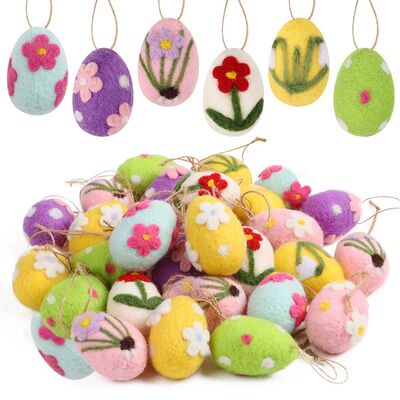 8Pcs Wool Fel Easer Eggs Kids Gif Baske Filler Happy Easer H