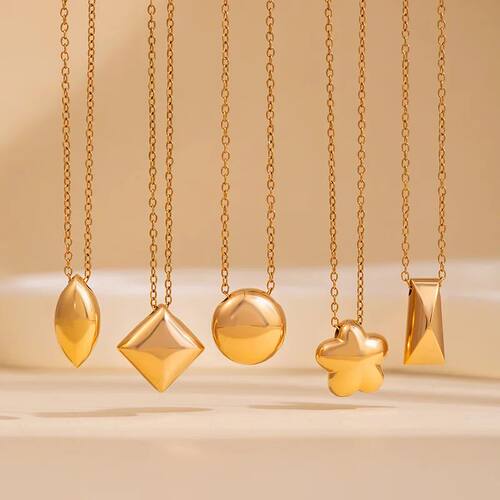 Stainless Steel 3D Pendant Necklace for Women Gold Color Smo