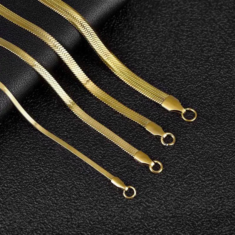 2-5mm Width Stainless Steel Flat Chain Necklace Hot Fashion