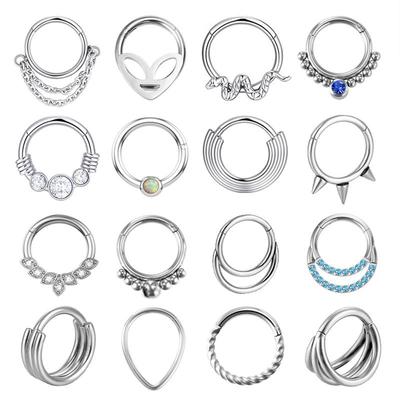 1pc Surgical Steel Nose Ring Hinged Segment Septum Piercing