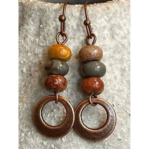 Bohemian Style Hollow Round Beaded Drop Earrings For Women