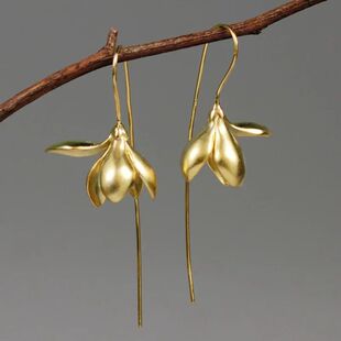 Magnolia Flower Long Earrings Fashion Stud Earrings Beautifu